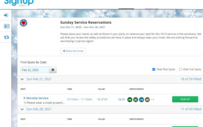 Sign Up for In Person Worship