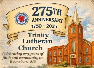 275th banner and church building illustration