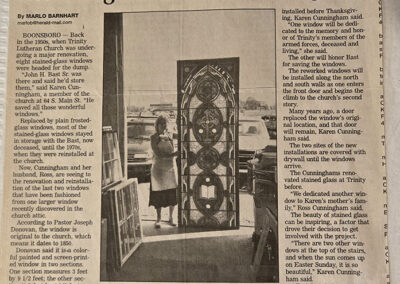 Newspaper clip stained glass